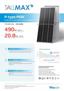 Paneles Solares Monocristalinos Trinasolar TSM-DE15V(II) Tipo P PERC de Media Celda con Lámina Trasera Blanca de 252 Celdas, 470W-490W - Product Image 3