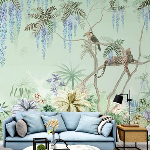 Papier peint mural personnalisé, style paysage, impression murale, papier peint autocollant, papier peint <span class=keywords><strong>jungle</strong></span>, forêt, pour salon - Product Image 1
