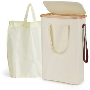 Portable Space Saving ultra <strong>Thin</strong> <strong>Laundry</strong> <strong>Basket</strong> Foldable and Detachable <strong>Laundry</strong> <strong>Basket</strong> Cover Bamboo <strong>Laundry</strong> <strong>Basket</strong> Hamper - Product Image 1