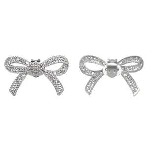 Removable Metal Accessories Buckles For Ladies Shoes Bow Shape Crystal Rhinestone Shoes Clip Accessories Wholesale