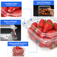 Boîte alimentaire en PET transparent en gros, 250 ml, 500 ml, pour salades et fruits à emporter, certifiée BRC ISO