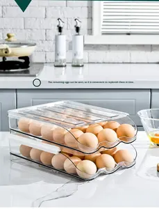 <span class=keywords><strong>Caja</strong></span> de Almacenamiento de Huevos Transparente de Plástico, Estilo Japonés, Automática, de Doble Capa, Apilable, de 2L, <span class=keywords><strong>para</strong></span> Cocina - Product Image 4