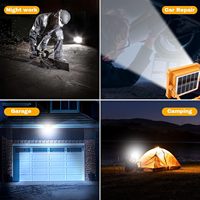 Lampe de travail solaire portable, lampe de travail d'urgence à batterie, 5 modes d'éclairage, rechargeable par USB, lampe de travail LED COB super lumineuse