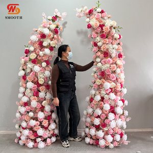 Arco de Flores Rosadas y Blancas para Decoración de Eventos y Fiestas al Aire Libre, Fondo de Flores Suaves Hechas a Mano para Bodas, Venta Caliente LEDA - Product Image 4