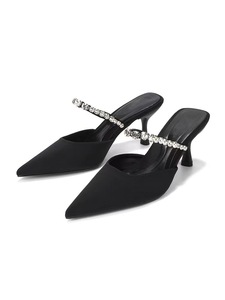 New Fashion Sexy Solid Color Rhinestone Pointed Stiletto High Heels Outdoor Temperament Plus Size Slippers Party Women Pumps - Product Image 5