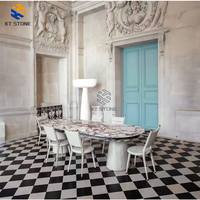 Table à manger en marbre Calacatta Viola KT STONE, meubles de luxe pour la maison, la décoration de restaurant, l'art et la décoration intérieure