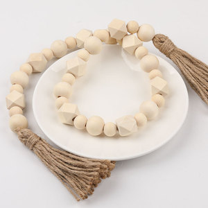<span class=keywords><strong>Perles</strong></span> en bois de formes variées, couleur naturelle, pour la fabrication de colliers, la décoration intérieure, style ferme, ornement pour plateau à étages, attache de rideau - Product Image 3