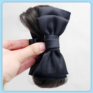 Vente en gros de <span class=keywords><strong>chignon</strong></span> <span class=keywords><strong>rétro</strong></span> en tissu pour filles, accessoire de haute qualité, pinces à cheveux de requin, nœud papillon, pince à cheveux de couleur unie à deux côtés - Product Image 6