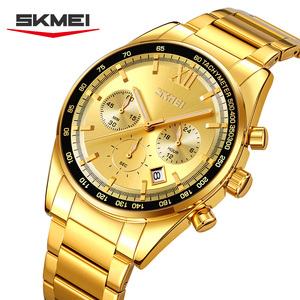 Reloj de cuarzo con cronógrafo para hombre SKMEI, reloj de pulsera de acero inoxidable con taquímetro, esfera multifunción con fecha - Product Image 2