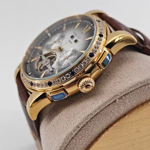 Montre mécanique automatique de luxe pour hommes, multifonction, date automatique, jour, cadran avec lunette en diamant, montre-bracelet en acier inoxydable pour homme - Product Image 4
