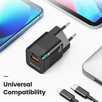 Cargador de 30W QC3.0 PD, Adaptador de Corriente Rápida USB Tipo-C, Material GAN para Macbook, Smartphone, Tablet, con Protección OVP, OTP, SCP