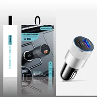 Petit chargeur de voiture à canon en acier avec emballage 38W double chargeur de voiture à charge rapide A + C