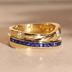 Double Layer Blue Color <b>Ring</b> Unisex Design Finger <b>Ring</b> <b>for</b> <b>Men</b> and Women - Product Image 5