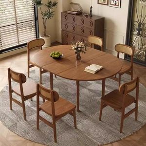 Giữa Thế Kỷ hiện đại cao su gỗ thả lá bàn ăn mở rộng bàn ăn tròn cho nhà bếp nhà hàng - Product Image 2