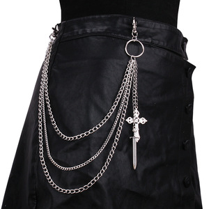 Geometric Multi Layered <b>Chain</b> Hollow Cross Pants <b>Chain</b> Zinc Alloy Punk Waist Decor Casual Wear - Product Image 1