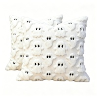 Bantal Boneka Poliester Seri Tengkorak Hantu Halloween Lintas Batas, Bordir 3D, Isi Kapas PP, 31cm-50cm, Dekorasi Liburan