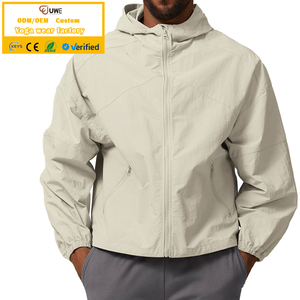 <strong>Men's</strong> Lightweight 100% Nylon Windbreaker <strong>Jacket</strong> Hood Zip Pocket Custom Logo Breathable Soft <strong>Running</strong> Sports <strong>Jacket</strong> - Product Image 1