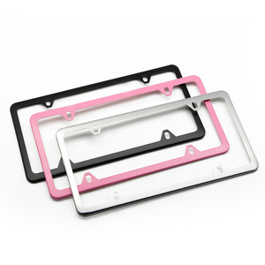 Cadre de plaque d'immatriculation en métal, style encastré à 4 trous, noir, rose, argent, support de plaque d'immatriculation de voiture tendance - Product Image 3