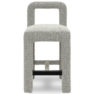 Taburete de Barra con Estructura de Madera Resistente y Estable, Diseño Moderno Sable Boucle, para Sala de Estar y Dormitorio - Product Image 4