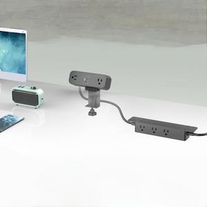 Tira de alimentación de doble propósito de 1875W, enchufe de extensión de cobre, montaje de <span class=keywords><strong>abrazadera</strong></span>, instalación debajo del escritorio, PD65W, enchufes de carga rápida de USB-C - Product Image 5