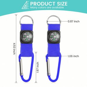 Wholesale <b>Custom</b> Short Carabiner Lanyard <b>Custom</b> Carabiner <b>Keychains</b> with Compass Outdoor Survival Compass Carabiner Lanyard - Product Image 4