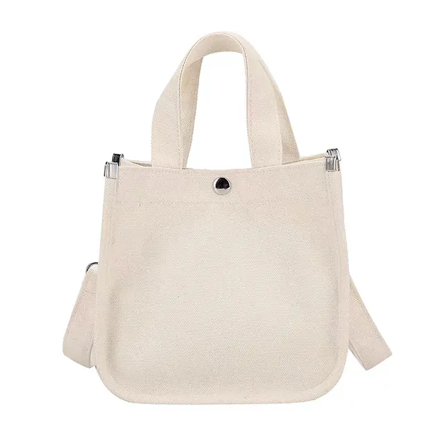 Bolso de lona de algodón para mujer y niña, bolso de cordón con bolsillo interior para el trabajo, playa, almuerzo, viaje, compras, comestibles