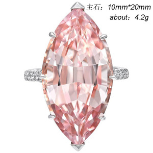 Anello con Pietra Marquise Rosa per Donne, Design Elegante Intarsiato, Gioielli alla Moda - Product Image 5