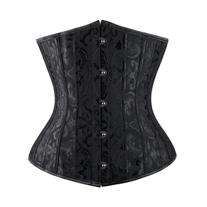 Delle donne 24 In Acciaio Disossato Raso Underbust Formazione Della Vita del <span class=keywords><strong>Corsetto</strong></span> Del Broccato - Product Image 1