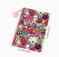 Carnets personnalisés B6 avec couverture en papier imprimé, reliure spirale, pour journalisation et entraînement, avec bande élastique et pendentif pompon