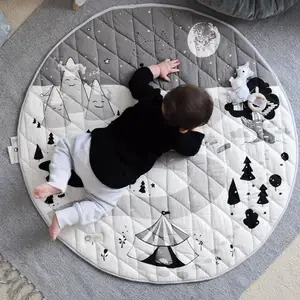 Playmat karın zaman bebek ve bebek oyun matı için Woodland hayvan Toile koleksiyonu