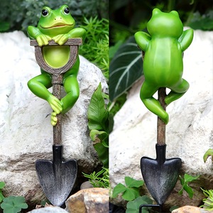 <span class=keywords><strong>Estatua</strong></span> de Rana de Resina, Adorno para Jardín, Lindas Figuras de Rana en una Pala, Adorno para Decoración de Patio y Jardín al Aire Libre - Product Image 4