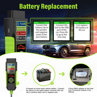 JDiag BT400 Probador de Baterías de Coche 12V OBD con Pinza de Cocodrilo, Analizador de Doble Uso, Detector de Fugas de Vehículos, Herramienta de Diagnóstico Actualizable