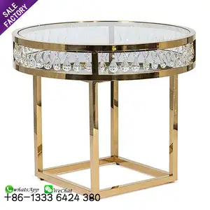 Mesa redonda de vidro para decoração de bolo, barato evento de casamento