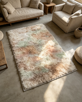 Tapis moderne en polyester à poils longs, fabriqué à la machine, lavable, antidérapant, épais, doux et moelleux, pour usage domestique
