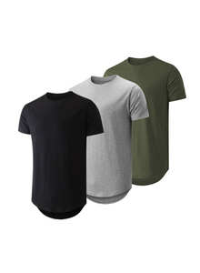 Camisetas al por mayor personalizadas para hombre, estilo hip hop, extralargas, básicas, con línea reflectante y diseño festoneado. - Product Image 2
