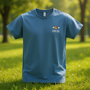 T-shirt Carpe Diem bleu à col rond et manches courtes, chemise promotionnelle - Product Image 3