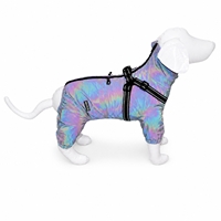 Imperméable holographique réfléchissant pour chien avec harnais intégré, couverture intégrale imperméable à quatre pattes pour petits et moyens chiens