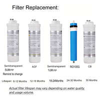 Système de filtration d'eau par osmose inverse 100 GPD 0,32 LPM, purificateur compact sous évier, connexion rapide, auto-remplissage pour usage domestique