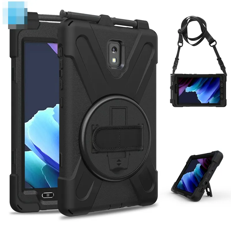 Silicone PC case for Samsung Galaxy Tab Active 3 case Rugged tablet Cover with shoulder strap