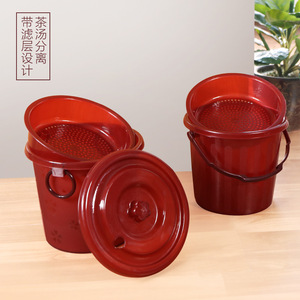 ถังขยะชาพร้อมชั้นกรองสำหรับใช้ในครัวเรือนรูปทรงกระบอกสีแดง - Product Image 1