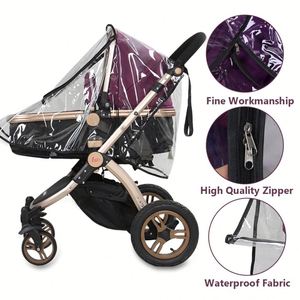 Housse de pluie universelle transparente, respirante, imperméable, coupe-vent et anti-poussière pour poussette avec fermeture éclair, protection contre les intempéries pour le voyage - Product Image 2