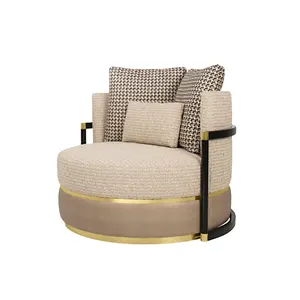 Sofá tapizado de tela para el hogar, silla de ocio de alta calidad, color beige