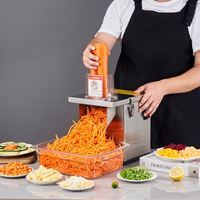 Commerciële roestvrijstalen elektrische snijmachine, multifunctionele groentesnijder en -slicer voor restaurants, geschikt voor aardappelen en citroenen.