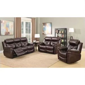 Muebles Frank, Nueva Llegada, Juego de Sofás Reclinables de Cuero Duradero de Estilo Tradicional de Alta Calidad para Sala de Estar - Product Image 2