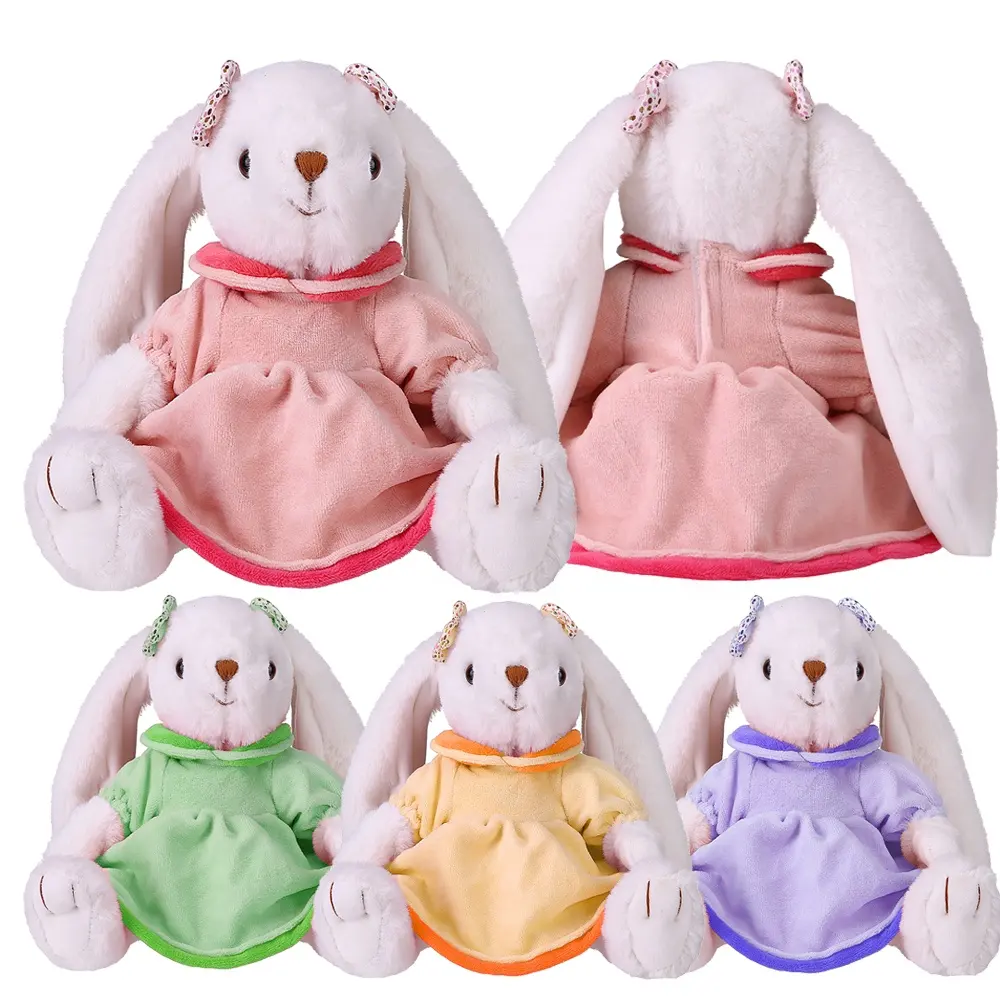 Easter Day Gifts Lovely Cartoon Long Ears Soft Rabbit Toys Wholesale Brand LOGO Bunny Stuffed Toys