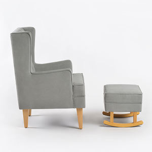 Chaise longue rembourrée moderne en bois massif Chaise d'allaitement douce avec repose-pieds pour le salon - Product Image 5