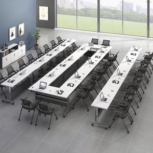 Ensemble de tables de conférence modulaires en bois pliables, <span class=keywords><strong>table</strong></span> de salle de <span class=keywords><strong>réunion</strong></span>, <span class=keywords><strong>table</strong></span> de formation - Product Image 4