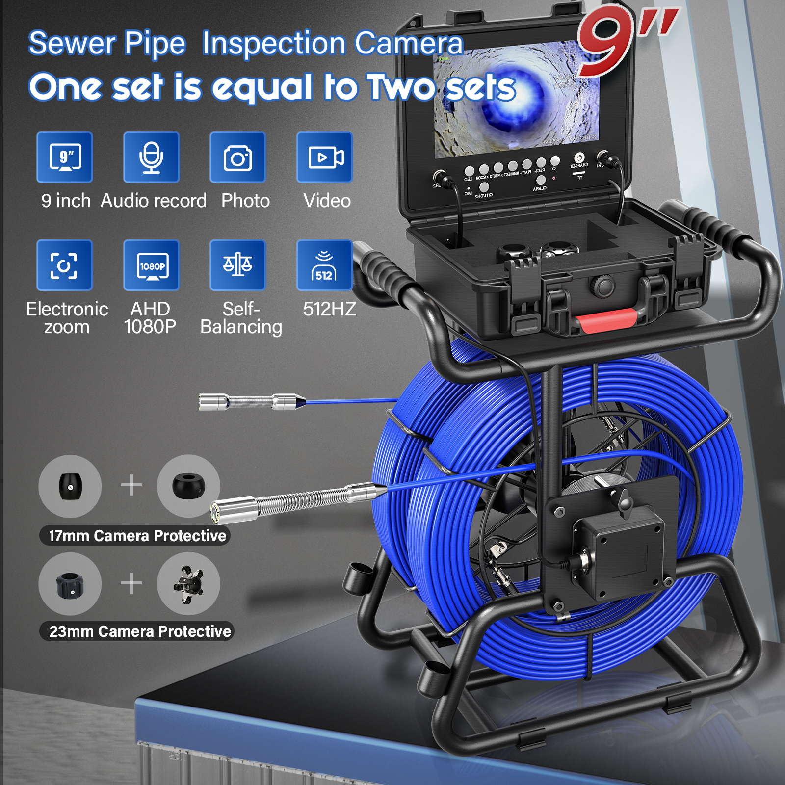 Caméra D'inspection Tuyau DVR 7 Pouces - Endoscope Industriel 1080P - Wahvision Modèle 957