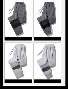 Pantalons de jogging en toile décontractés personnalisés avec logo brodé pour hommes, taille plus, pantalons de survêtement lourds - Product Image 2