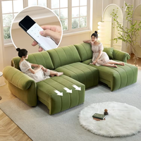 Canapé vert rétro français en forme de pieuvre, lit électrique multifonctionnel en rangée droite avec un design moderne pour le salon